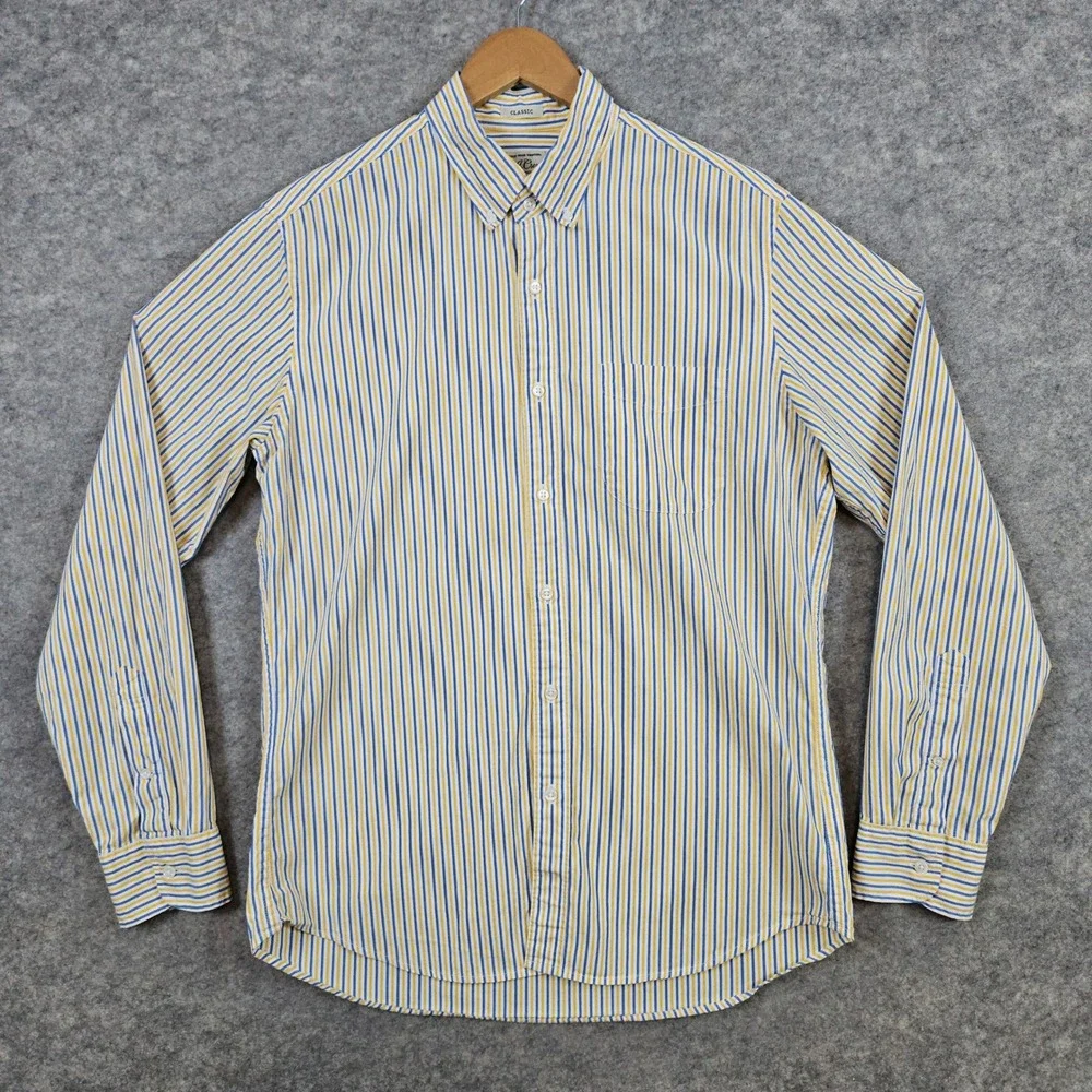 J‎ Crew Men's Multicolor Striped Button Down Size M Secret Wash Shirting Classic